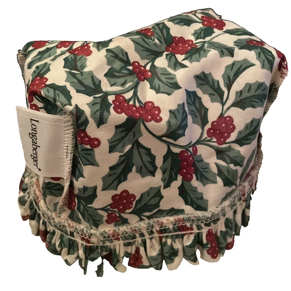 Longaberger Traditional Liner For Tea Basket Holly T Fabric Retired New 270067